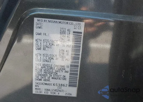2014 Nissan Pathfinder Hybrid Platinum from USA, damaged, VIN 5N1CR2MNXEC653862